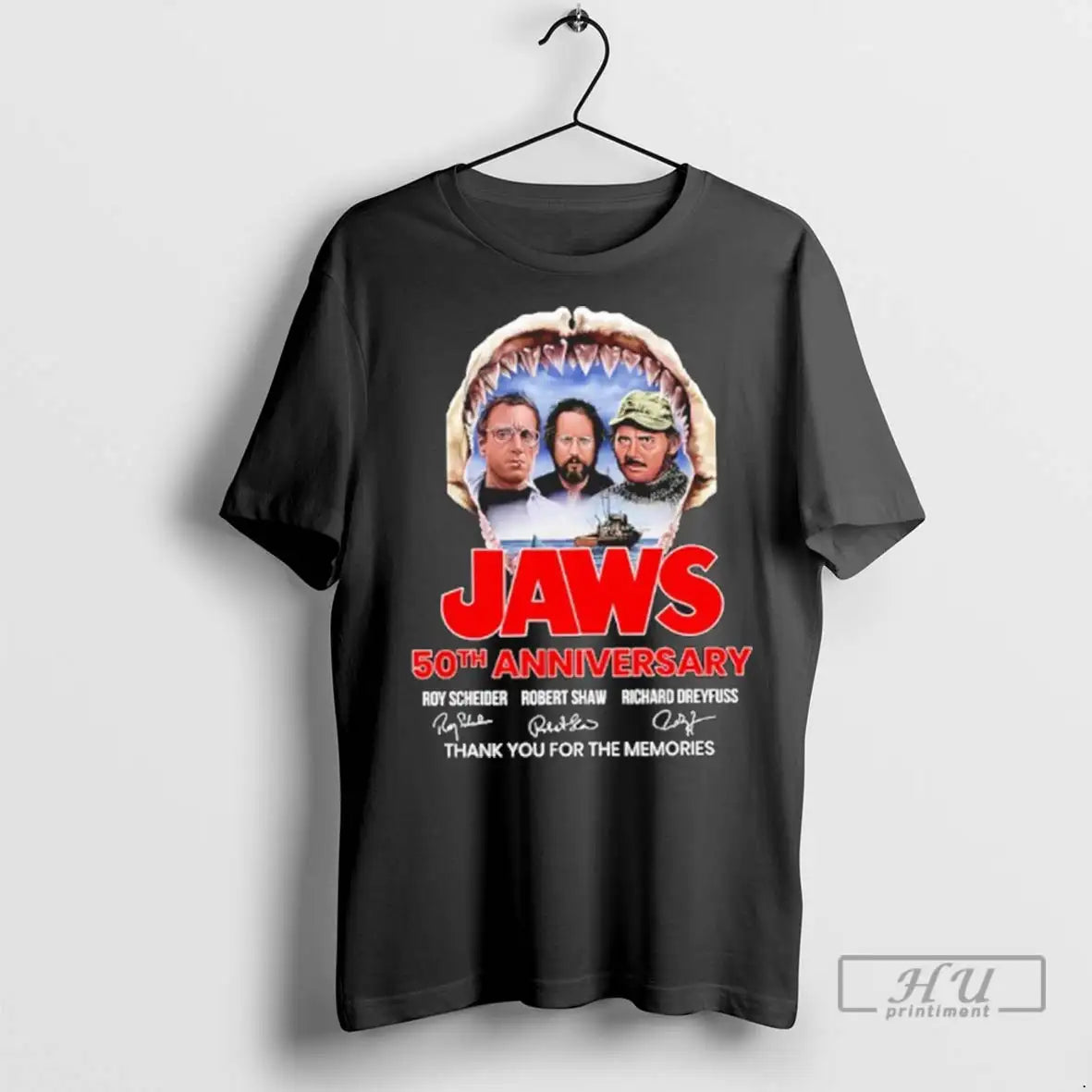 Trending Jaws 50th Anniversary Roy Scheider Robert Shaw Richard Dreyfuss Signature T Shirts