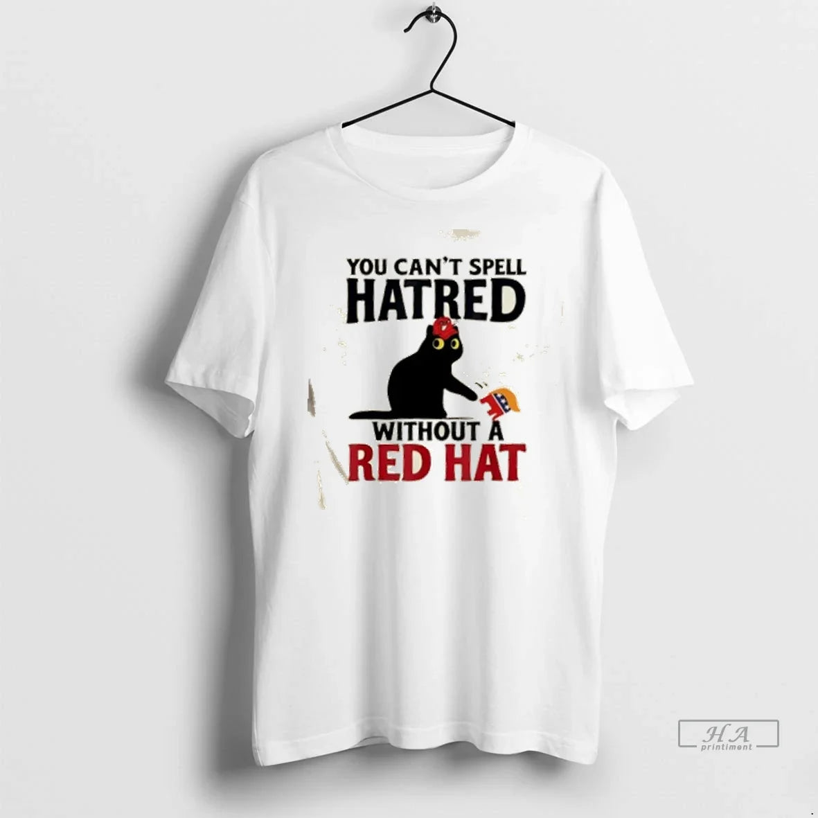 Trendy Black Cat You Cant Spell Hatred Without Red Hat Shirt Sweater