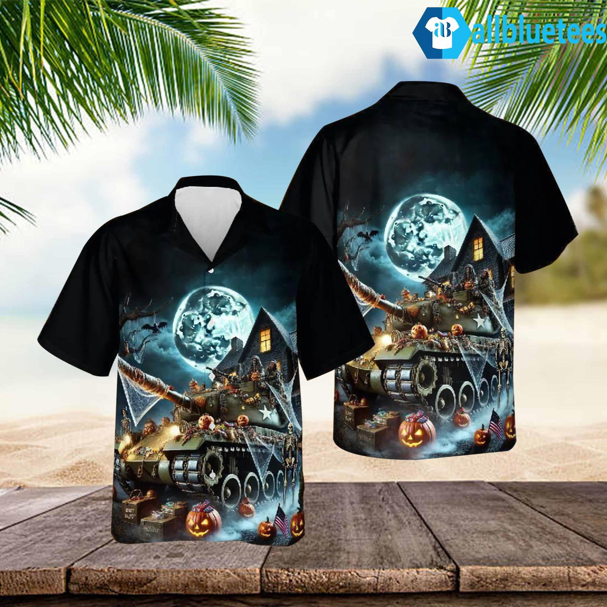 US Army Tank Halloween Hawaiian Shirt