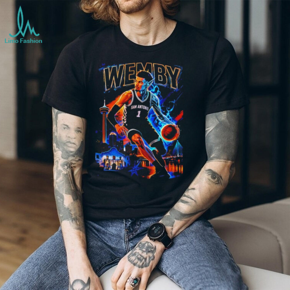 Victor Wembanyama Wemby San Antonio Neon Skyline Basketball T Shirt