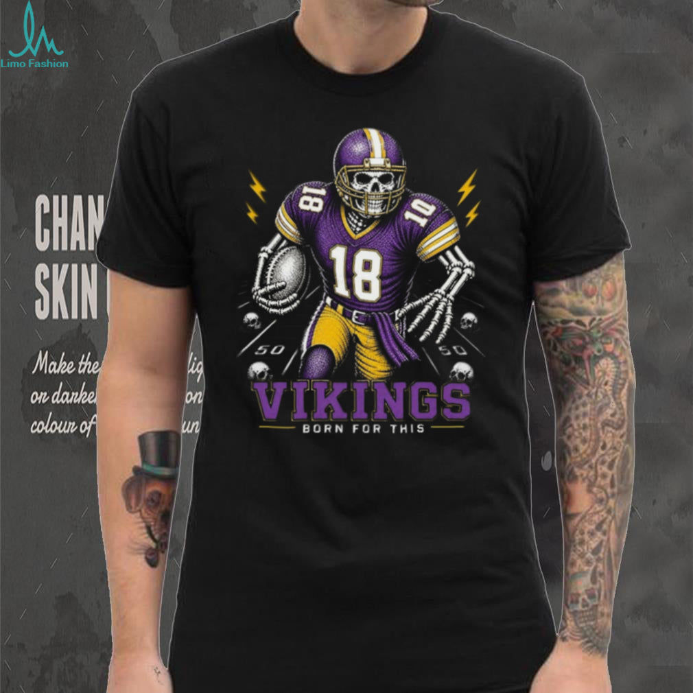 Vikings Football Skull Born For This Retro Vintage Game Day Gift Fans Men Women Shirt