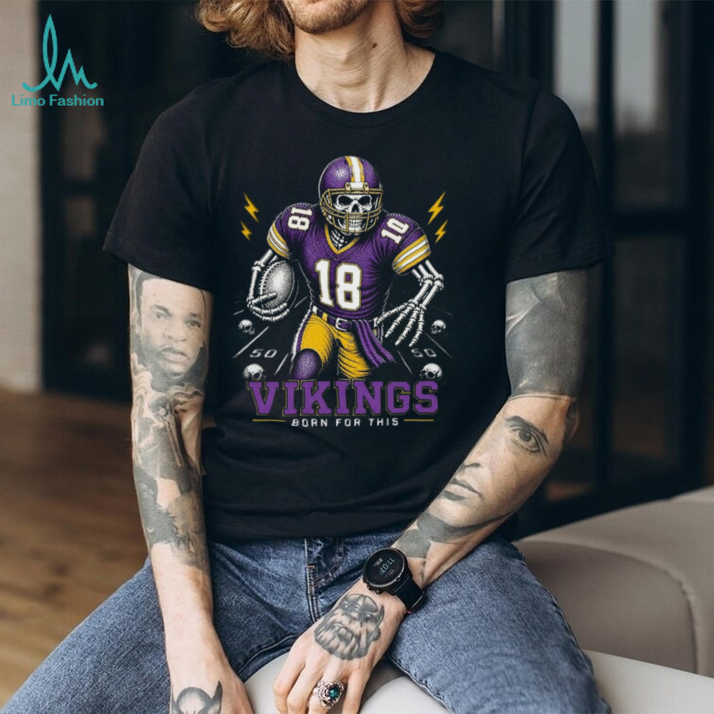 Vikings Football Skull Born For This Retro Vintage Game Day Gift Fans Men Women Shirt