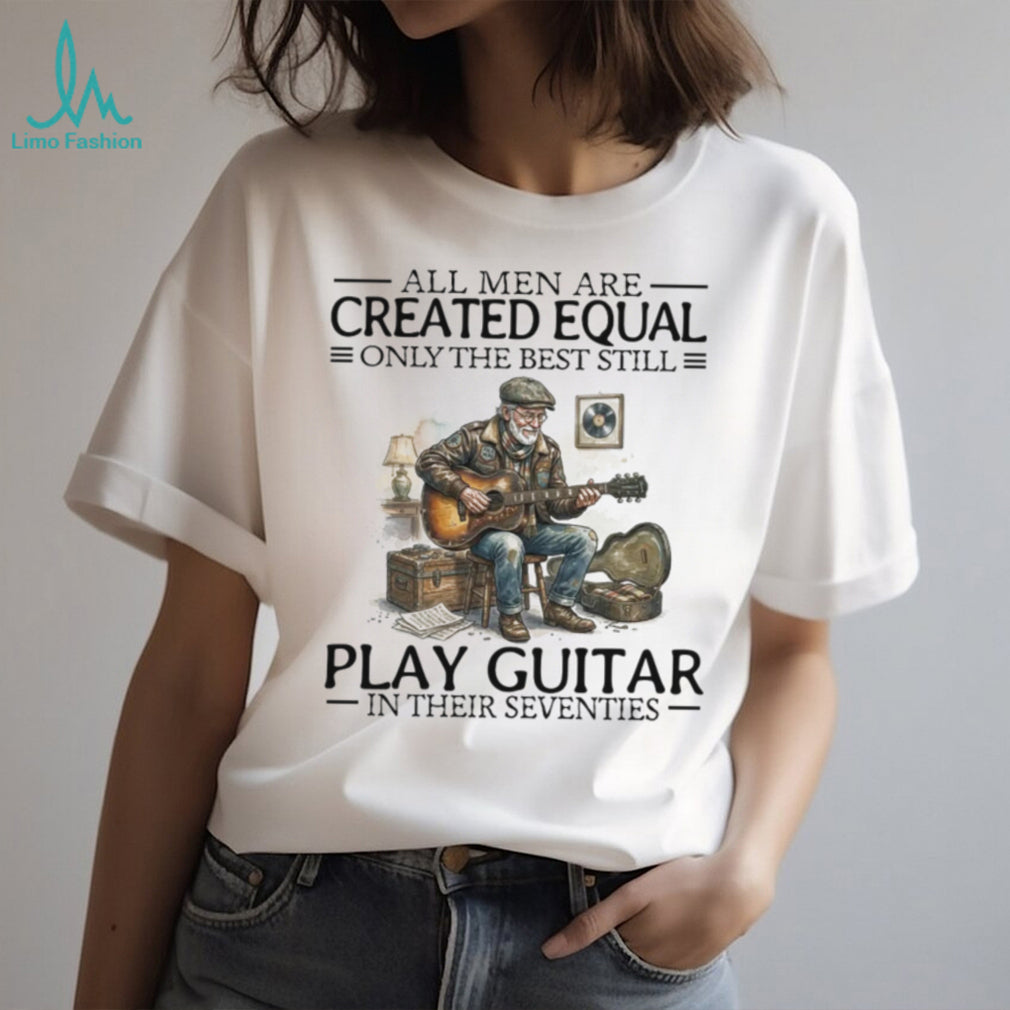 Vintage Guitarist Old Man Play Guitar Seventies Acoustic Musician Retro Folk Shirt