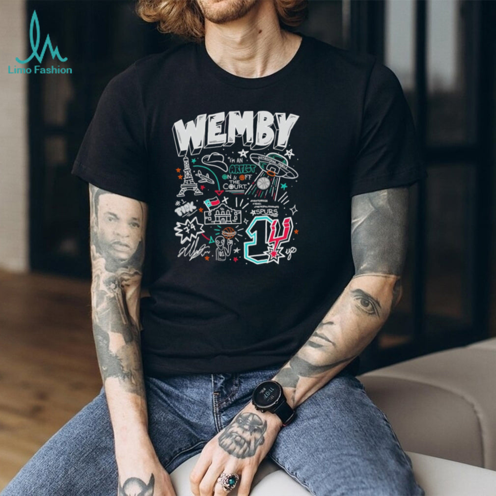 Wemby San Antonio Spurs Doodle Art French Alien Basketball T Shirt