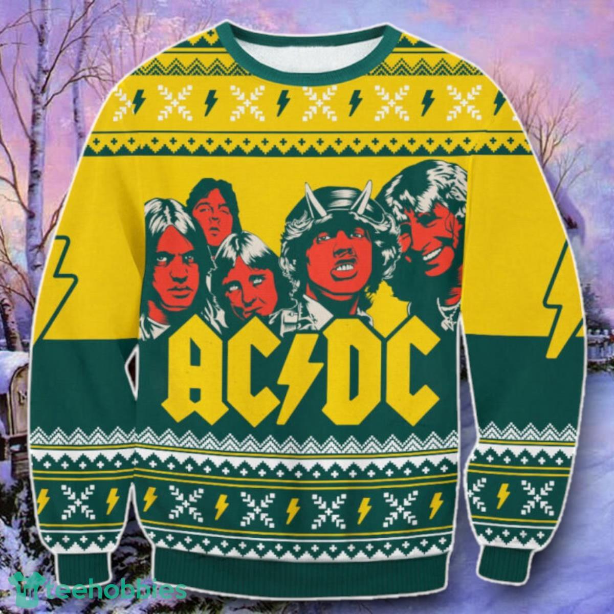 ACDC Yellow Ugly Christmas 3D Sweater Style Gift