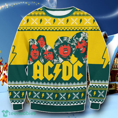 ACDC Yellow Ugly Christmas Ugly Sweater Special Gift