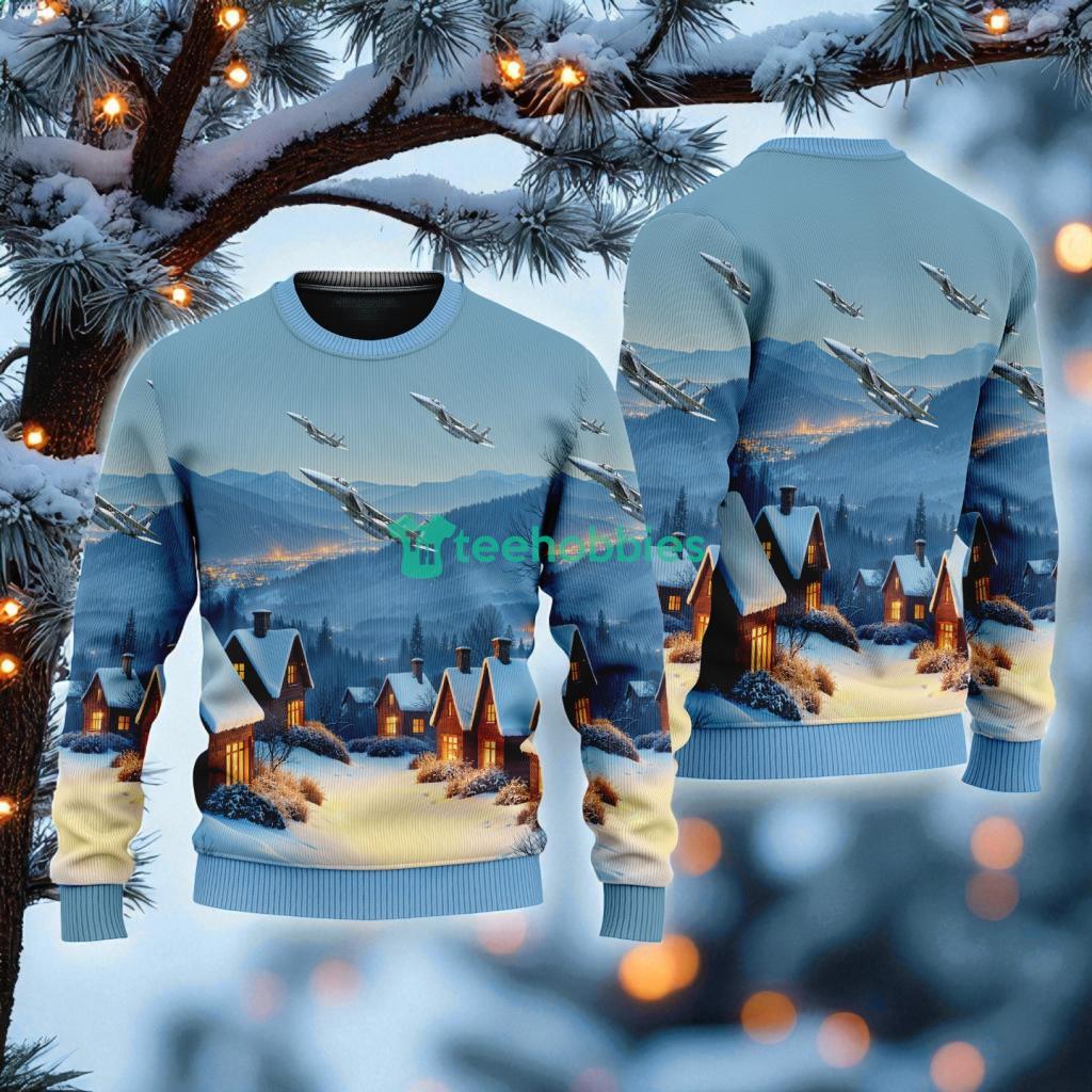 Air Superiority Fighter American Airlines In The Snowy Christmas Sky Ugly Sweater Best Gift