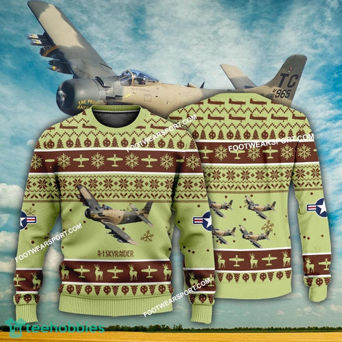 Aircraft Design A-1 Skyraider A1 Ugly Christmas US Navy 3D Sweater Gift Veteran