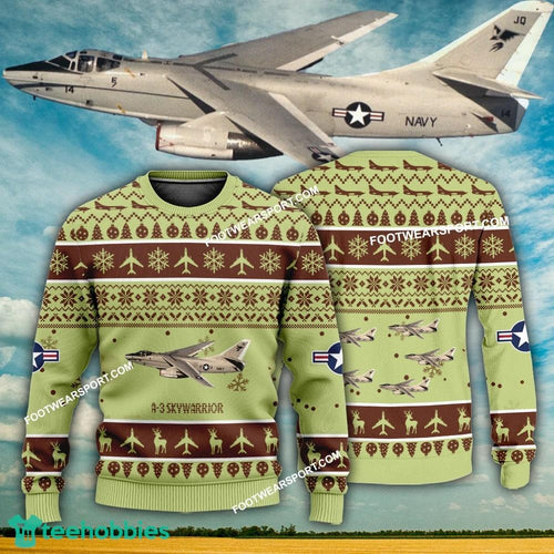 Aircraft Design A-3 Skywarrior A3 Ugly Christmas US Navy 3D Sweater Gift Veteran