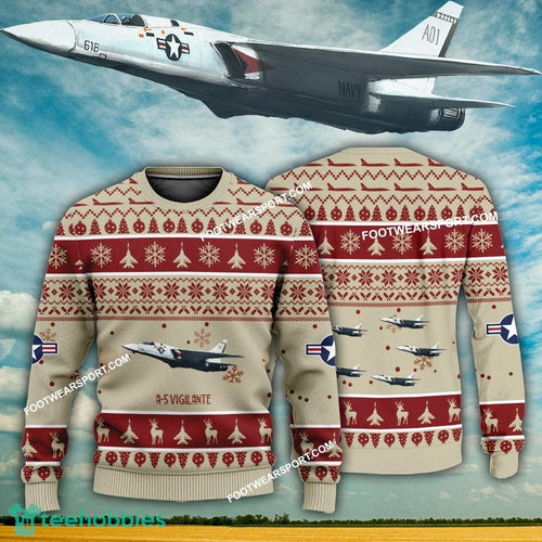Aircraft Design A-5 Vigilante A5 Ugly Christmas US Navy 3D Sweater Gift Veteran