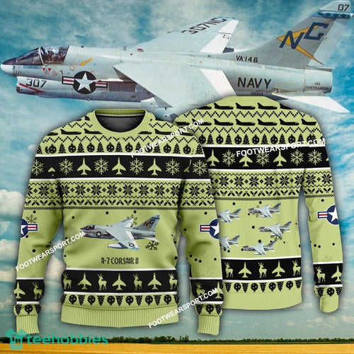 Aircraft Design A-7 Corsair II A7 Ugly Christmas US Navy 3D Sweater Gift Veteran