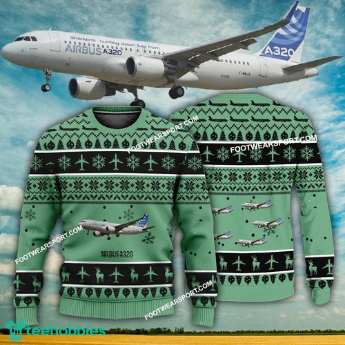 Aircraft Design Airbus A320 Ugly Christmas 3D Sweater Gift Veteran