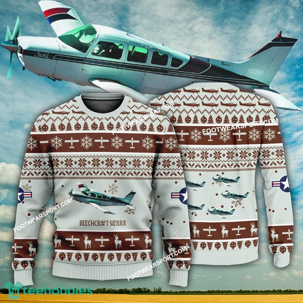 Aircraft Design Beechcraft Sierra Ugly Christmas 3D Sweater Gift Veteran