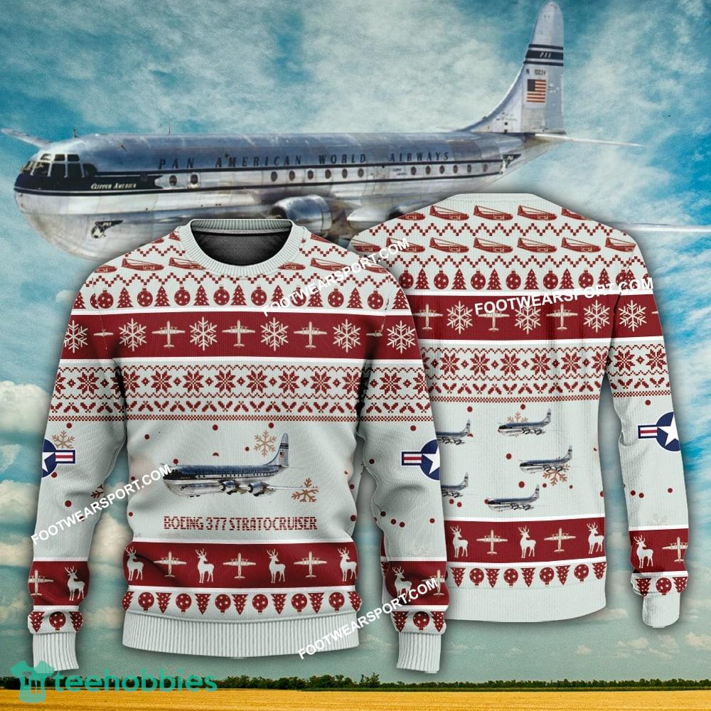 Aircraft Design Boeing 377 StratoCruiser Ugly Christmas 3D Sweater Gift Veteran