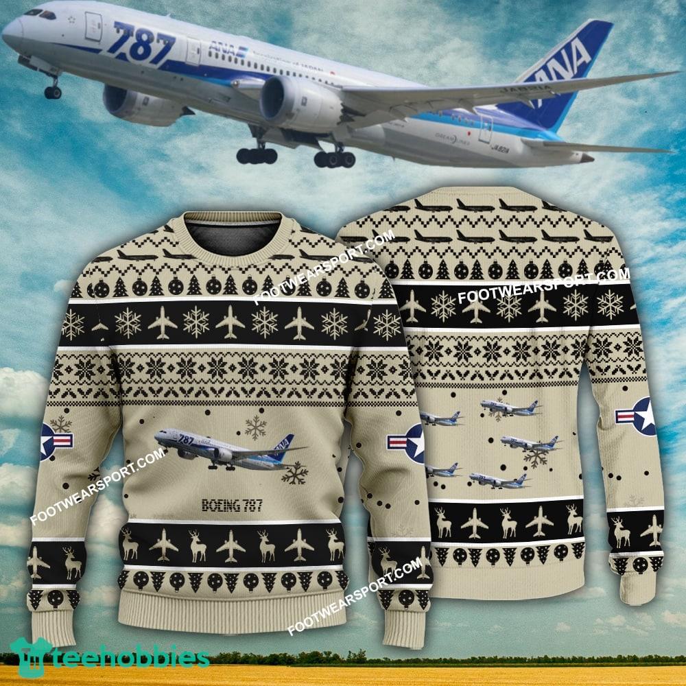 Aircraft Design Boeing 787 Ugly Christmas 3D Sweater Gift Veteran