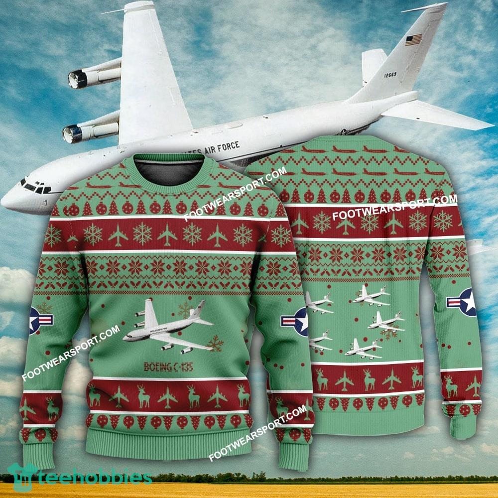 Aircraft Design Boeing C-135 C135 Ugly Christmas US Air Force 3D Sweater Gift Veteran