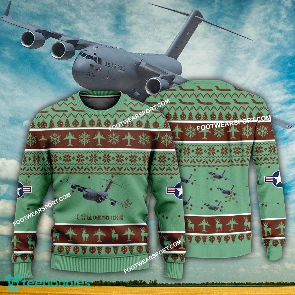 Aircraft Design C-17 Globemaster III C17 Ugly Christmas US Air Force 3D Sweater Gift Veteran
