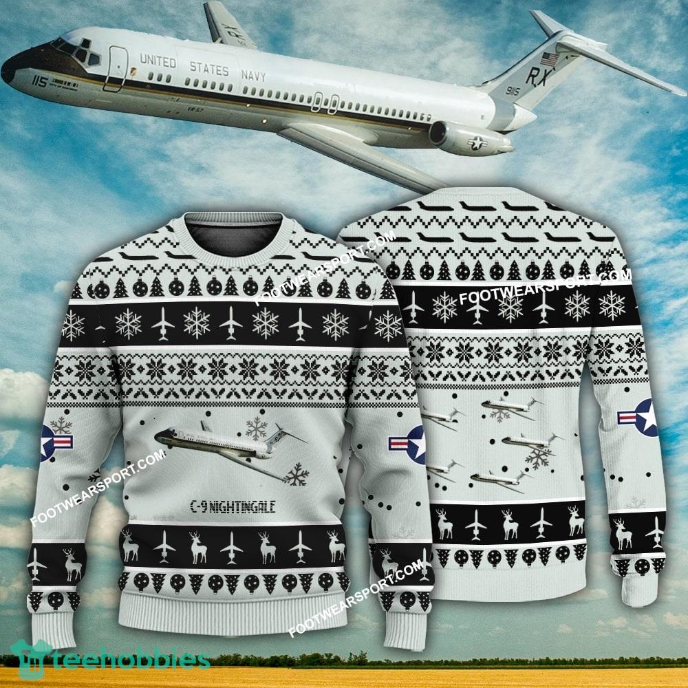 Aircraft Design C-9 Nightingale C9 Ugly Christmas US Air Force 3D Sweater Gift Veteran