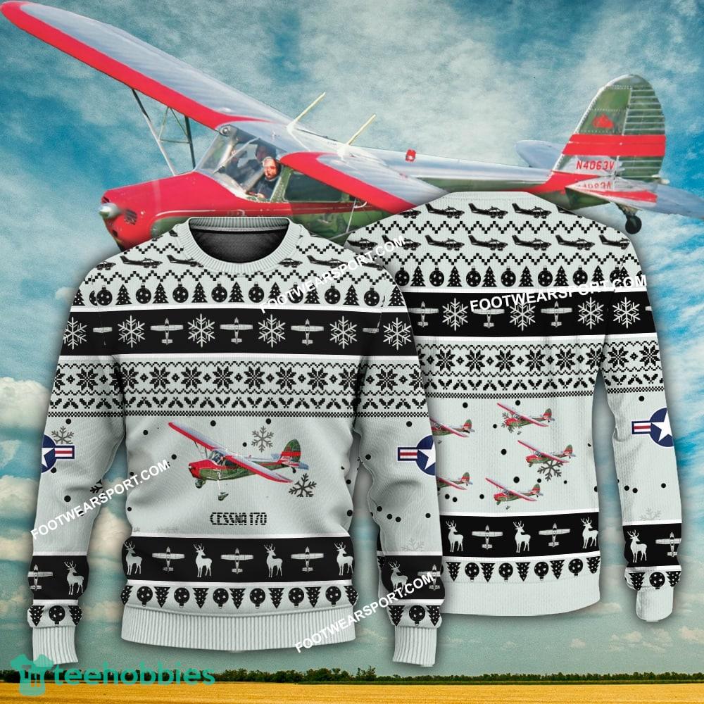Aircraft Design Cessna 170 Ugly Christmas 3D Sweater Gift Veteran