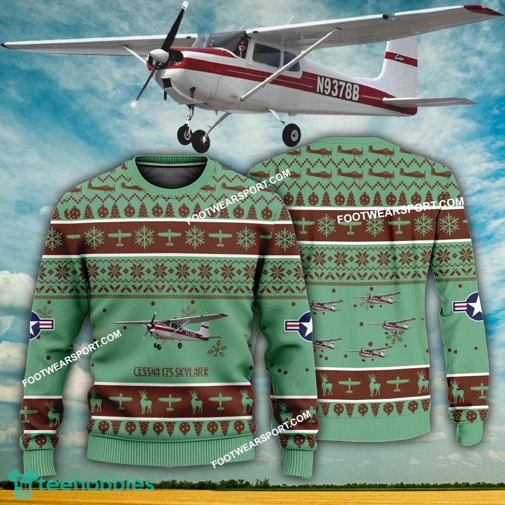 Aircraft Design Cessna 175 Skylark Ugly Christmas 3D Sweater Gift Veteran