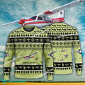Aircraft Design Cessna 177 Cardinal Ugly Christmas 3D Sweater Gift Veteran