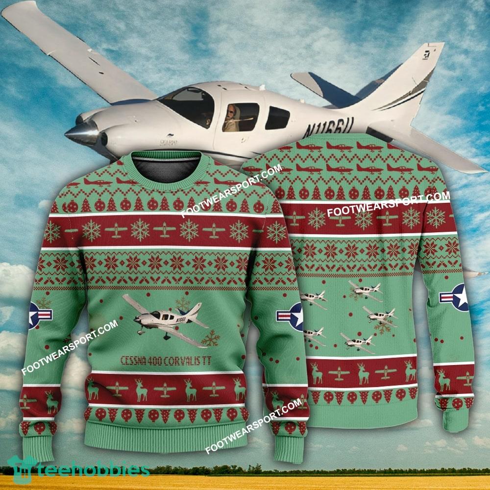 Aircraft Design Cessna 400 Corvalis TT Ugly Christmas 3D Sweater Gift Veteran