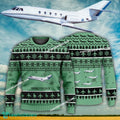 Aircraft Design Dassault Falcon 20 Ugly Christmas 3D Sweater Gift Veteran