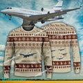 Aircraft Design Dassault Falcon 7X Ugly Christmas 3D Sweater Gift Veteran