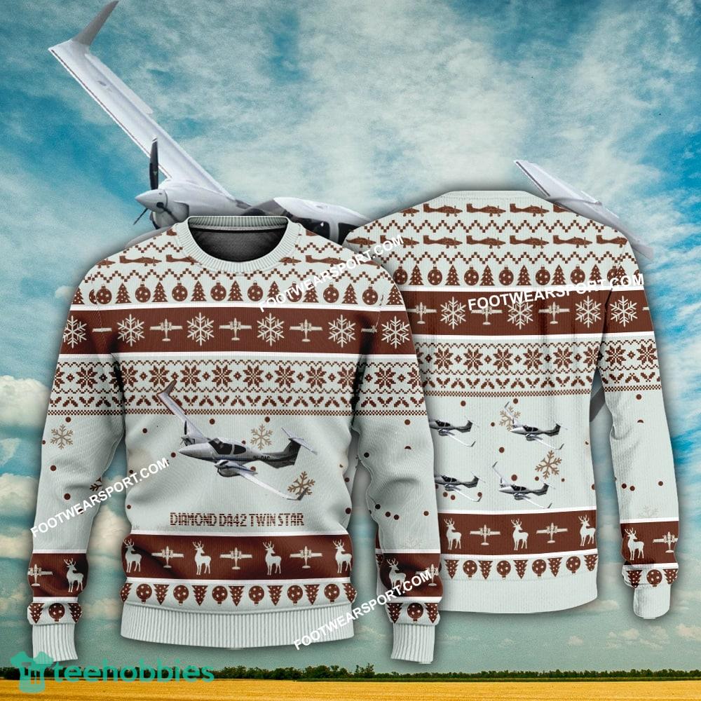 Aircraft Design Diamond DA42 Twin Star Ugly Christmas 3D Sweater Gift Veteran