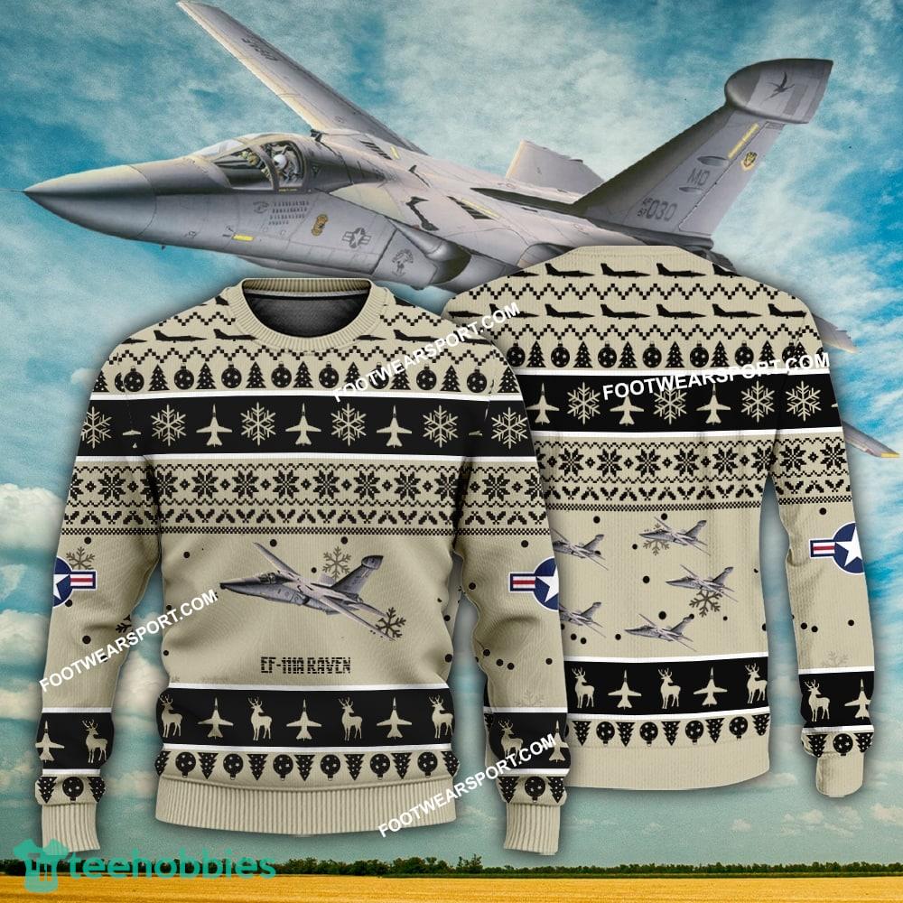 Aircraft Design EF-111A Raven EF111A Ugly Christmas US Air Force 3D Sweater Gift Veteran
