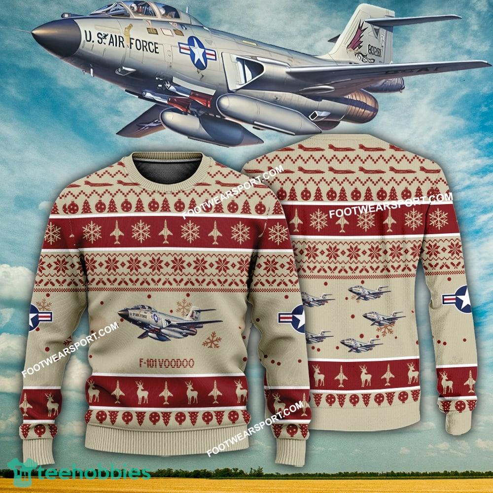 Aircraft Design F-101 Voodoo F101 Ugly Christmas US Air Force 3D Sweater Gift Veteran