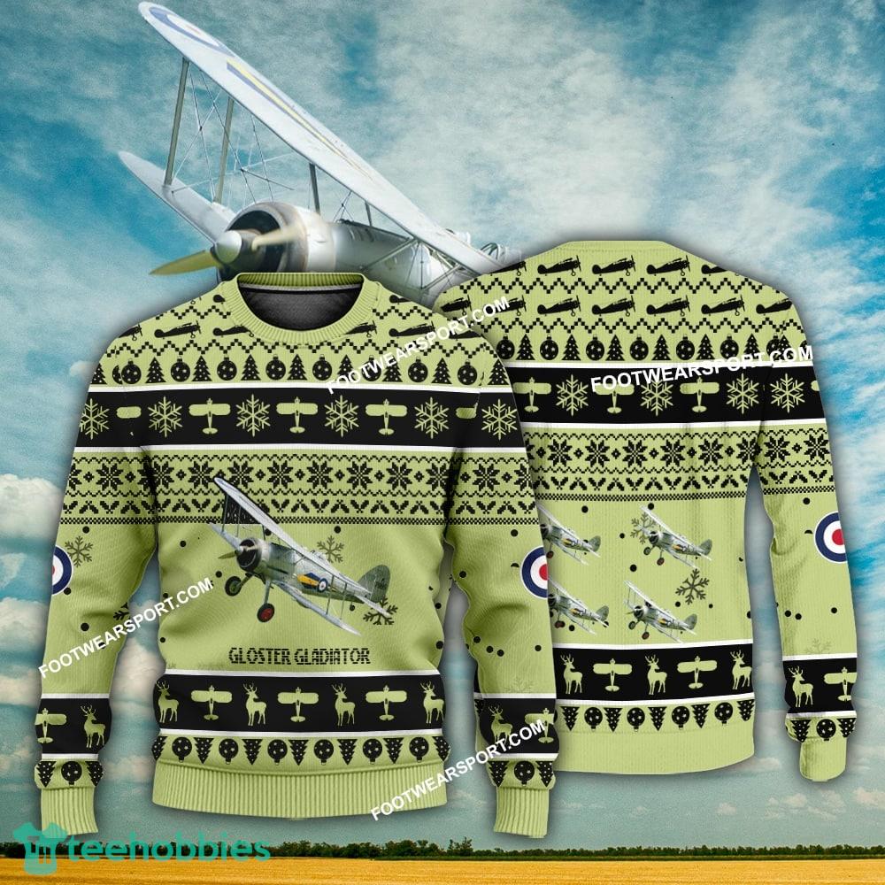 Aircraft Design Gloster Gladiator Ugly Christmas 3D Sweater Gift Veteran