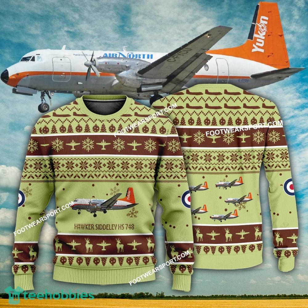 Aircraft Design Hawker Siddeley HS 748 Ugly Christmas 3D Sweater Gift Veteran