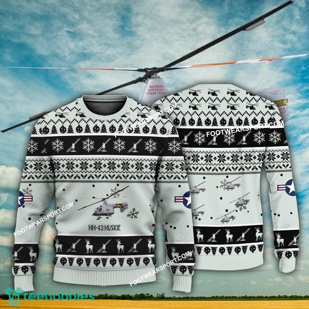 Aircraft Design HH-43 Huskie HH43 Ugly Christmas US Air Force 3D Sweater Gift Veteran