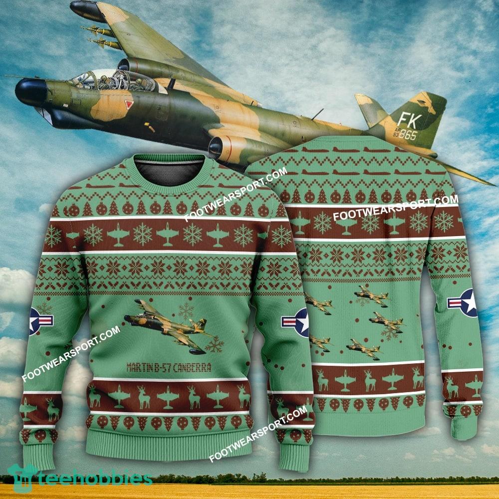Aircraft Design Martin B-57 Canberra B57 Ugly Christmas US Air Force 3D Sweater Gift Veteran