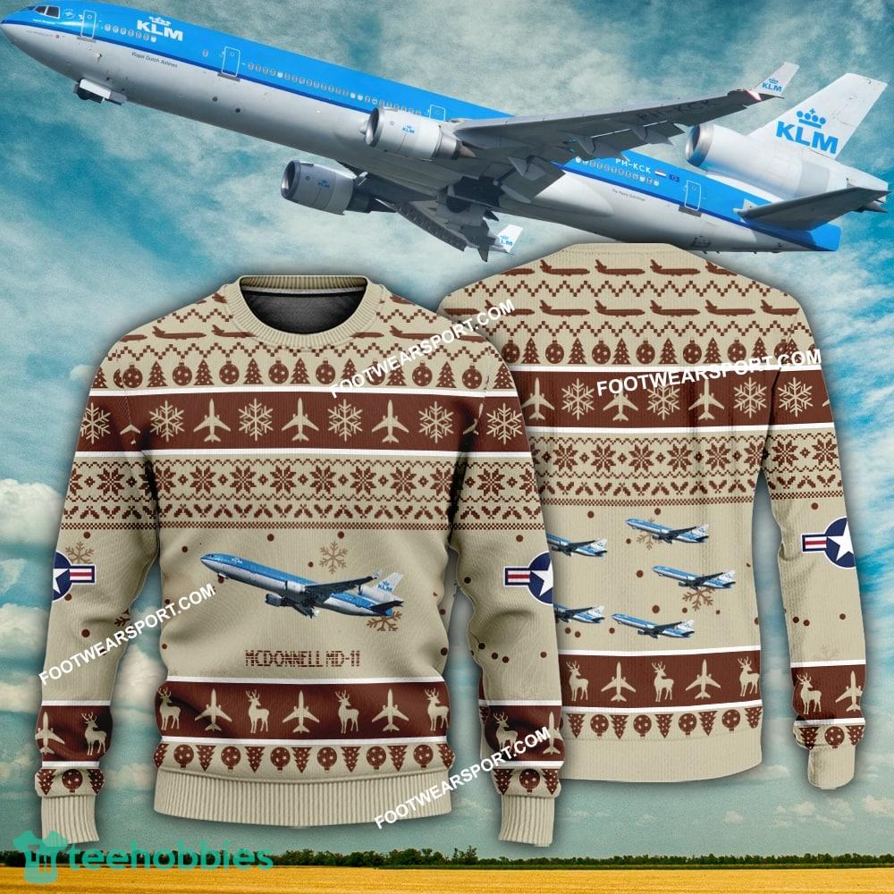 Aircraft Design McDonnell MD-11 Ugly Christmas 3D Sweater Gift Veteran