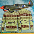 Aircraft Design P-40 Warhawk P40 SharkMouth Ugly Christmas US Army 3D Sweater Gift Veteran