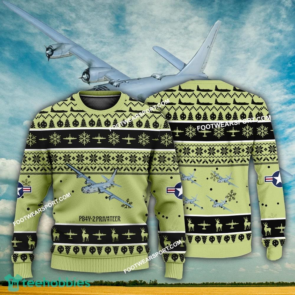 Aircraft Design PB4Y-2 Privateer PB4Y2 Ugly Christmas US Navy 3D Sweater Gift Veteran