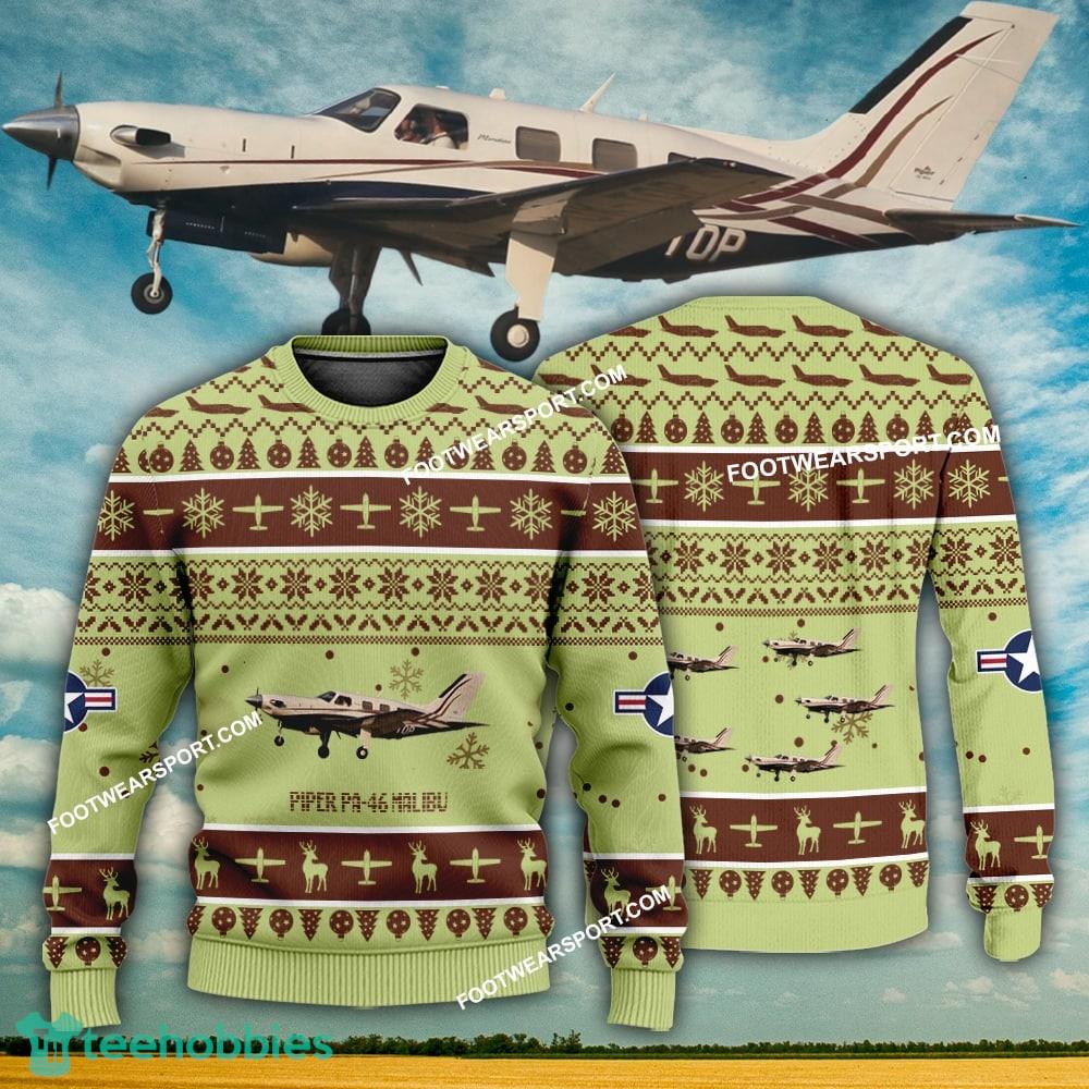 Aircraft Design Piper PA-46 Malibu PA46 Ugly Christmas 3D Sweater Gift Veteran