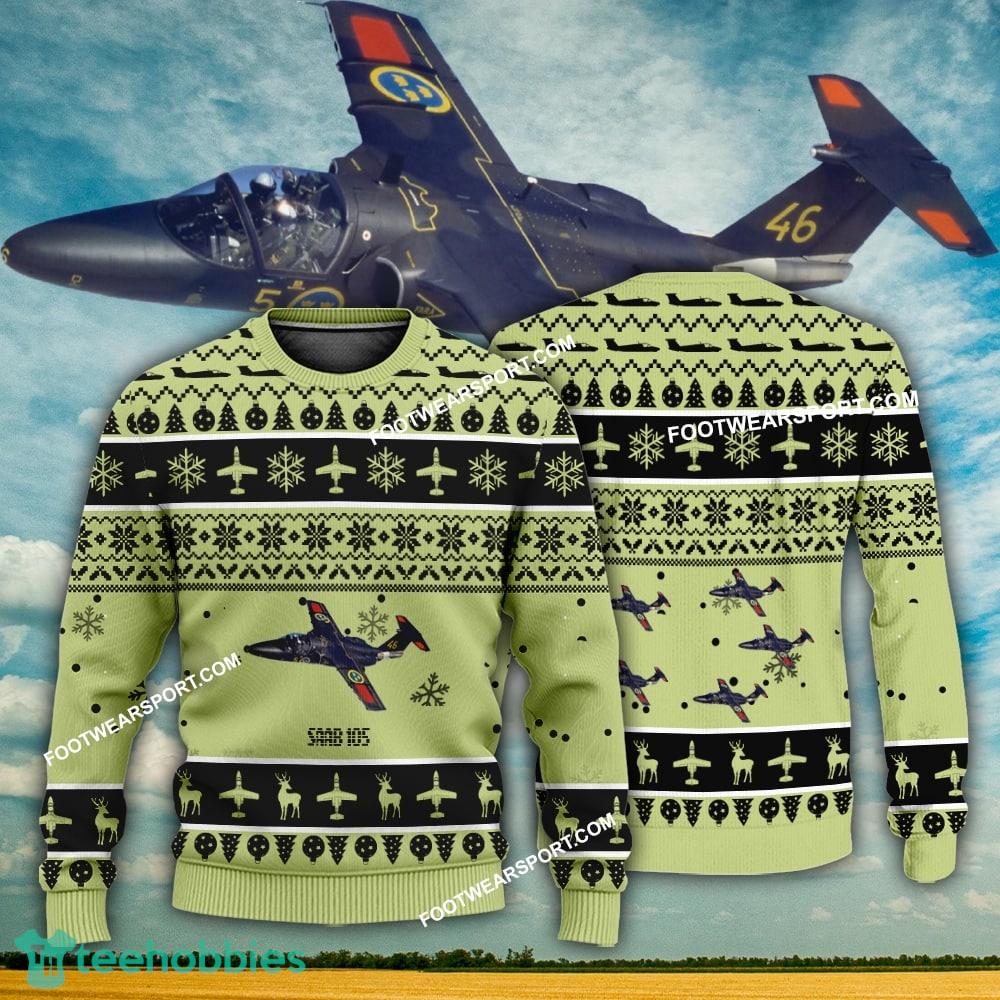 Aircraft Design Saab 105 Ugly Christmas 3D Sweater Gift Veteran