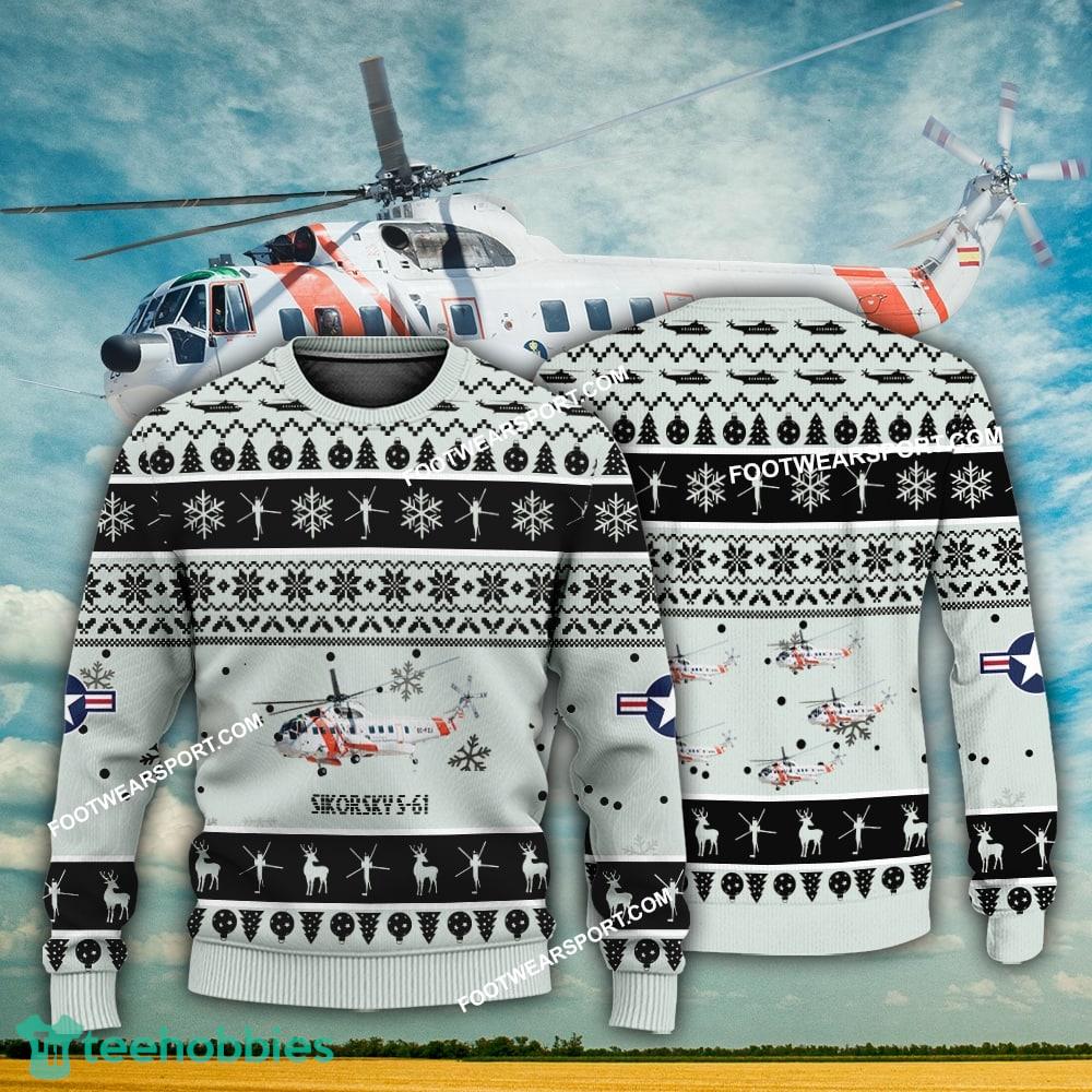 Aircraft Design Sikorsky S-61 S61 Ugly Christmas 3D Sweater Gift Veteran