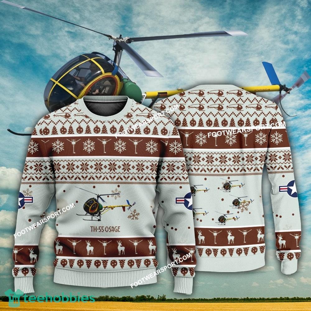 Aircraft Design TH-55 Osage TH55 Ugly Christmas US Army 3D Sweater Gift Veteran