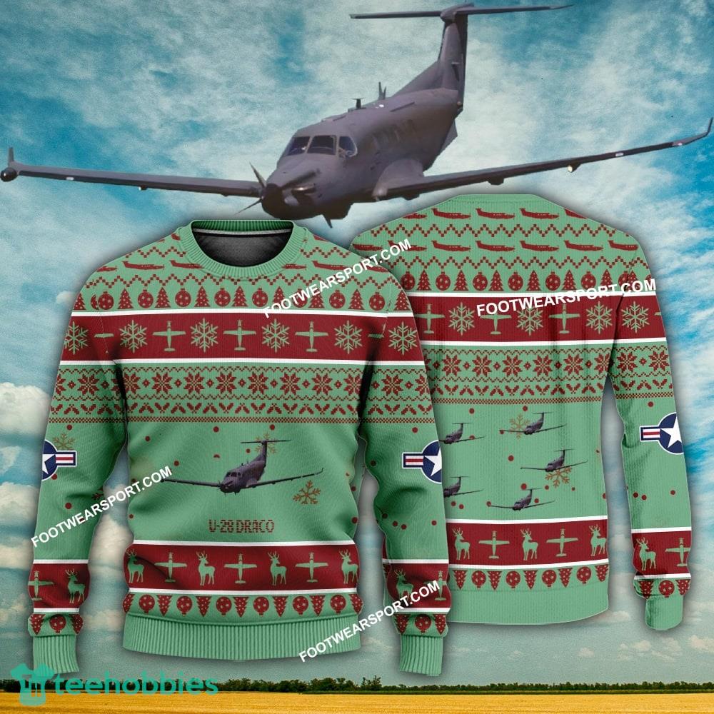 Aircraft Design U-28 Draco U28 Ugly Christmas US Air Force 3D Sweater Gift Veteran