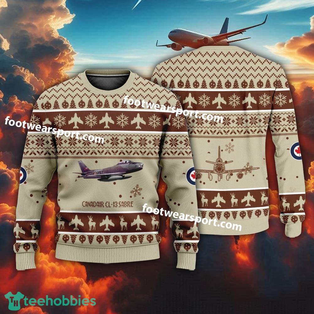 Aircraft Drawing Canadair CL-13 Sabre CL13 Christmas Sweater For Men Women