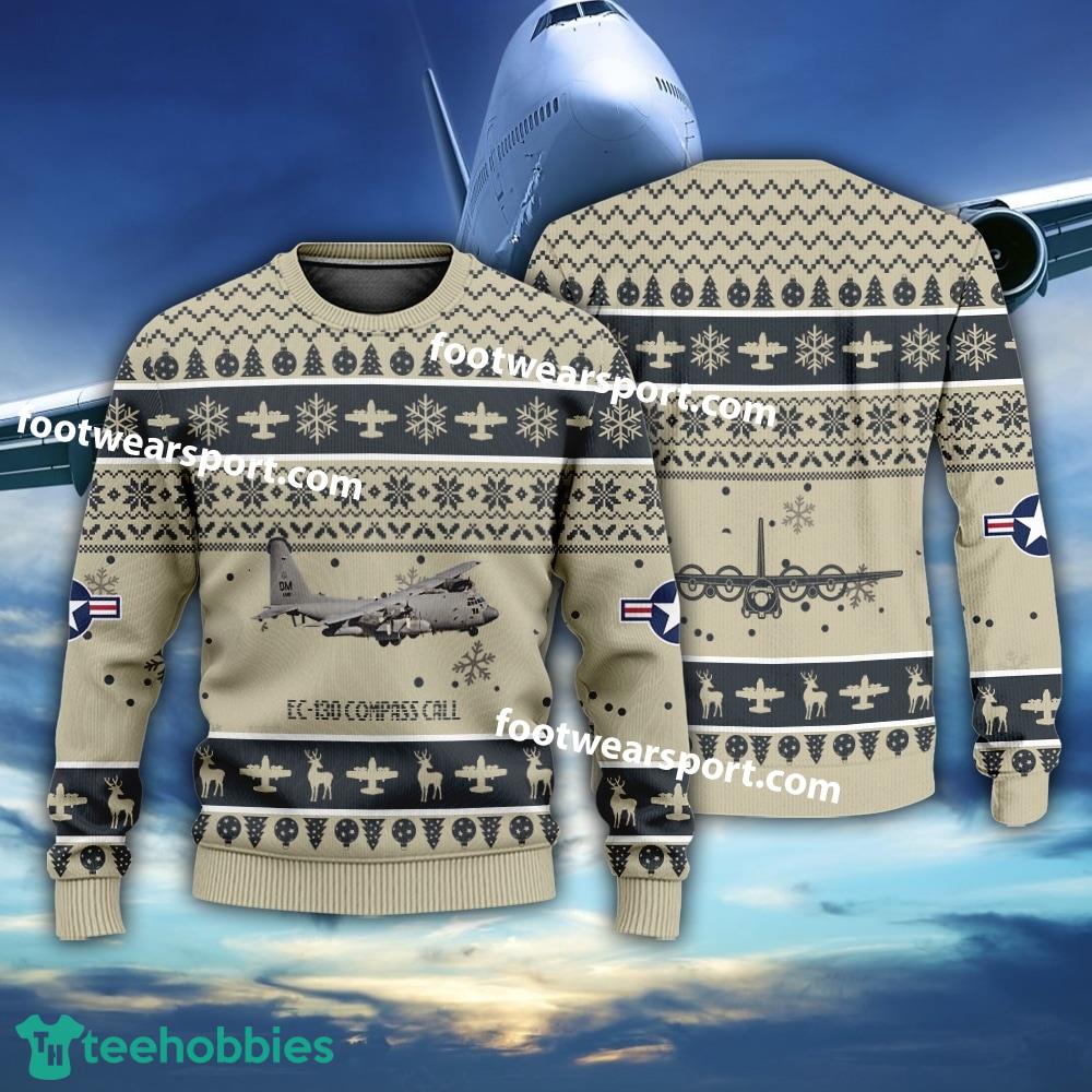 Aircraft EC-130 Compass Call EC130J EC130H EC130E US Air Force Xmas 3D Sweater Gift For Adult