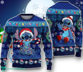 Alien Dog Santa Hat Cute Blue Monster Xmas Ugly Christmas Sweater Unique Gift
