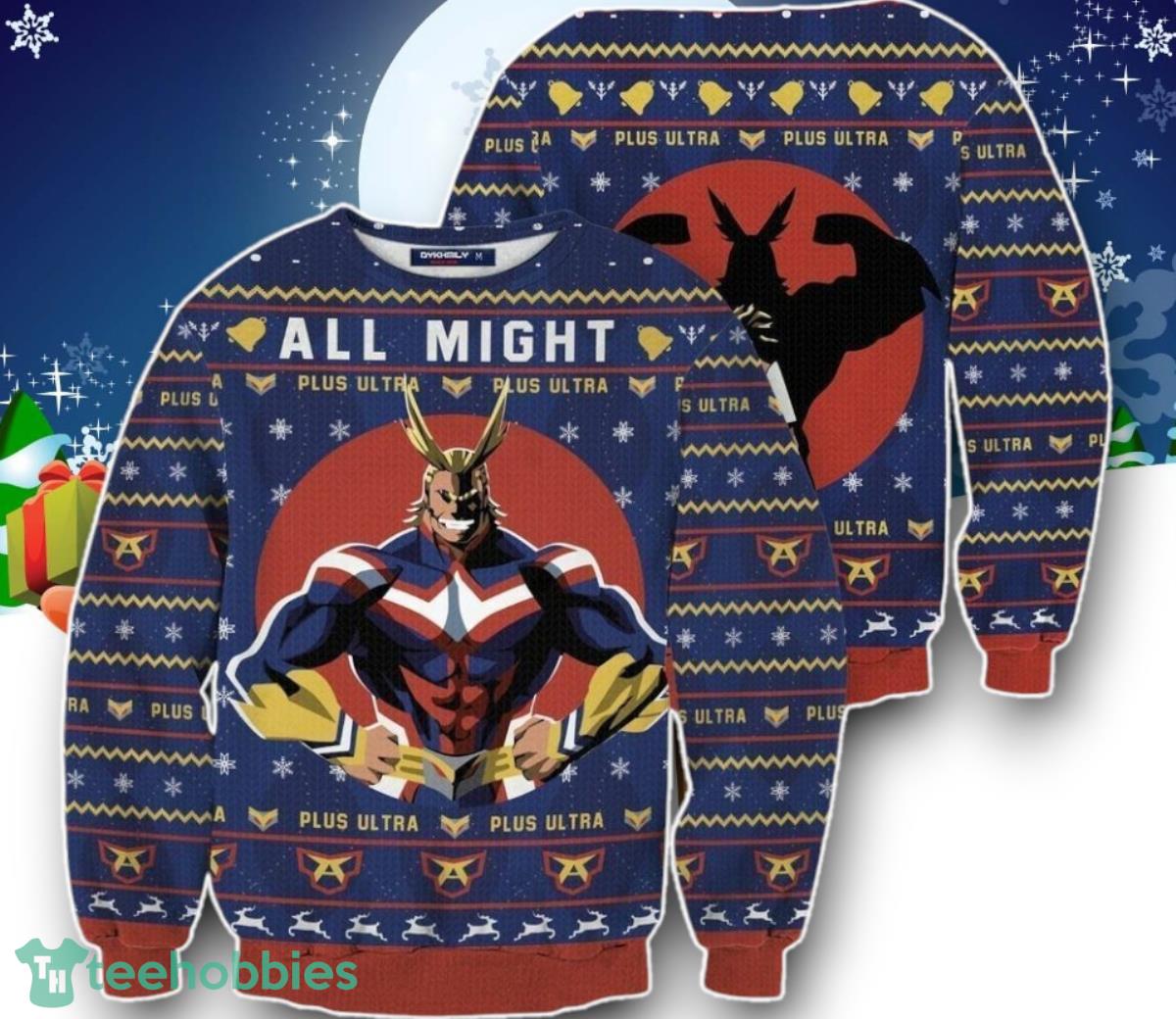 All Might Christmas Unisex Wool Sweater Woolen Sweater Ugly Christmas Unique Gift
