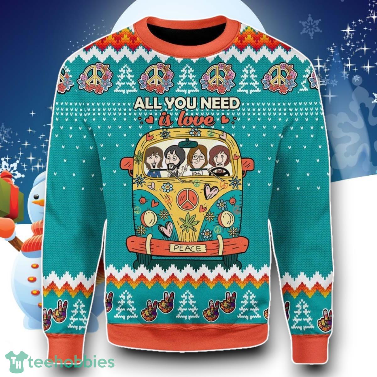 All You Need Is Love Hippie Ugly Christmas Sweater Unique Gift