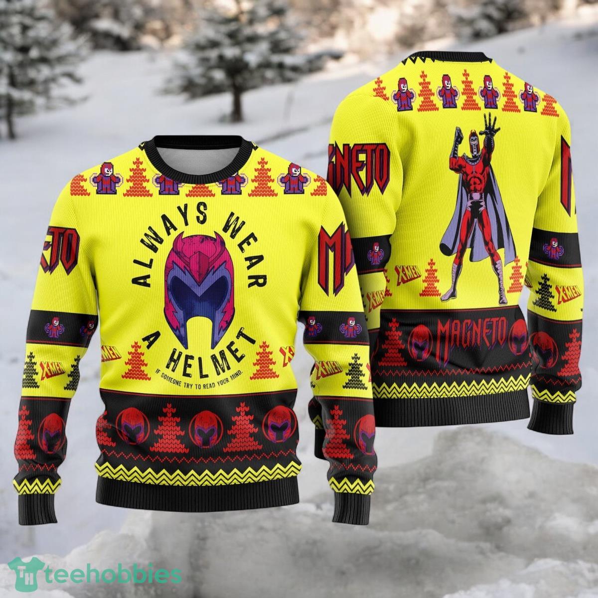 Always Wear A Helmet Magneto X-men 97 Christmas 3D Ugly Sweater For Men And Women