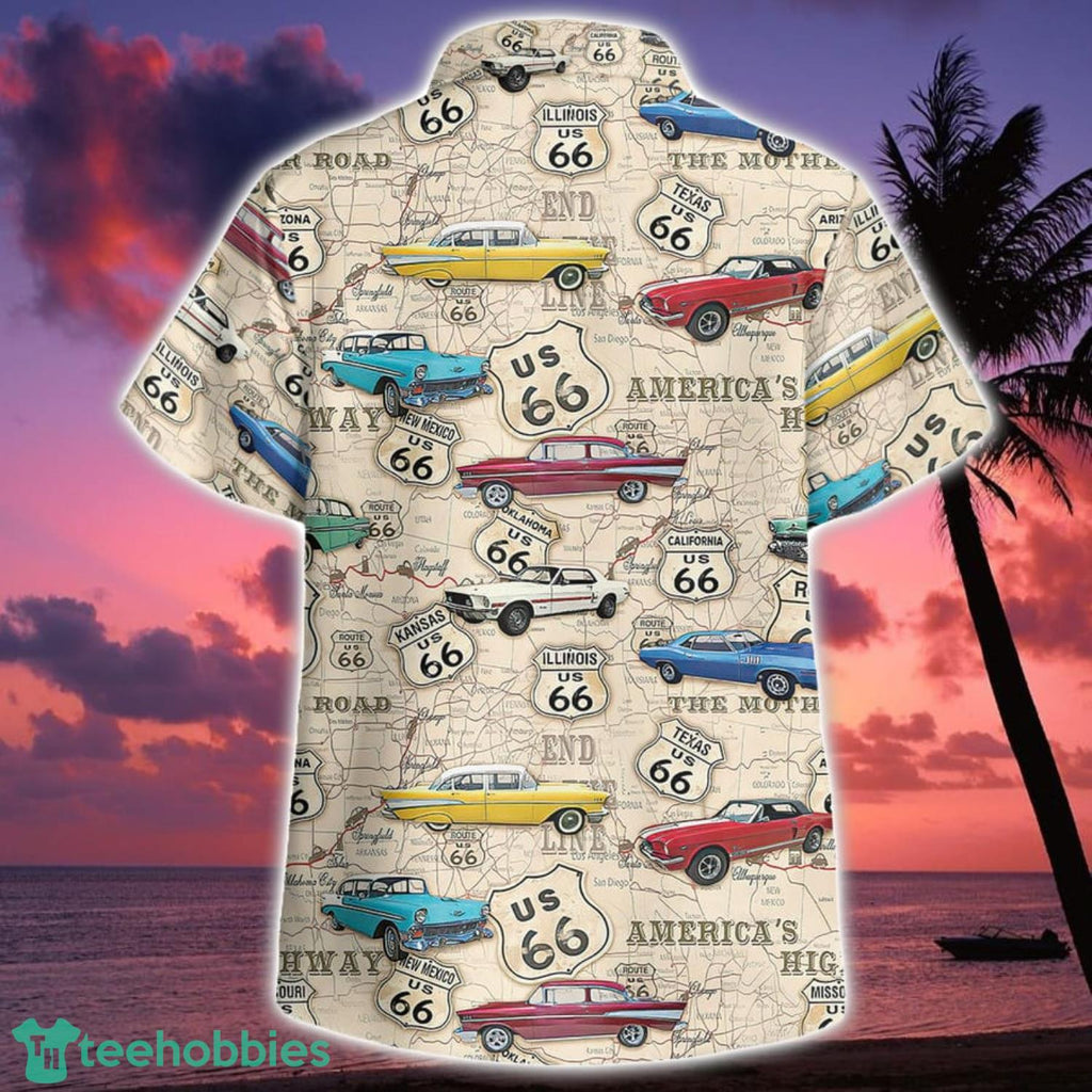 Amazing Muscle Car On Route 66 Hawaiian Shirt Botton Beach Shirt